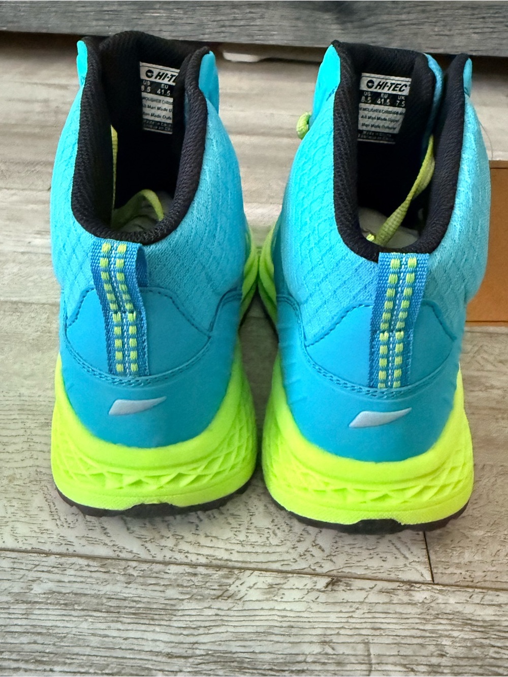 Hi-Tec Demolisher Mid Men’s 8.5 Blue Lime High Top Athletic Shoes NWT - Picture 7 of 10